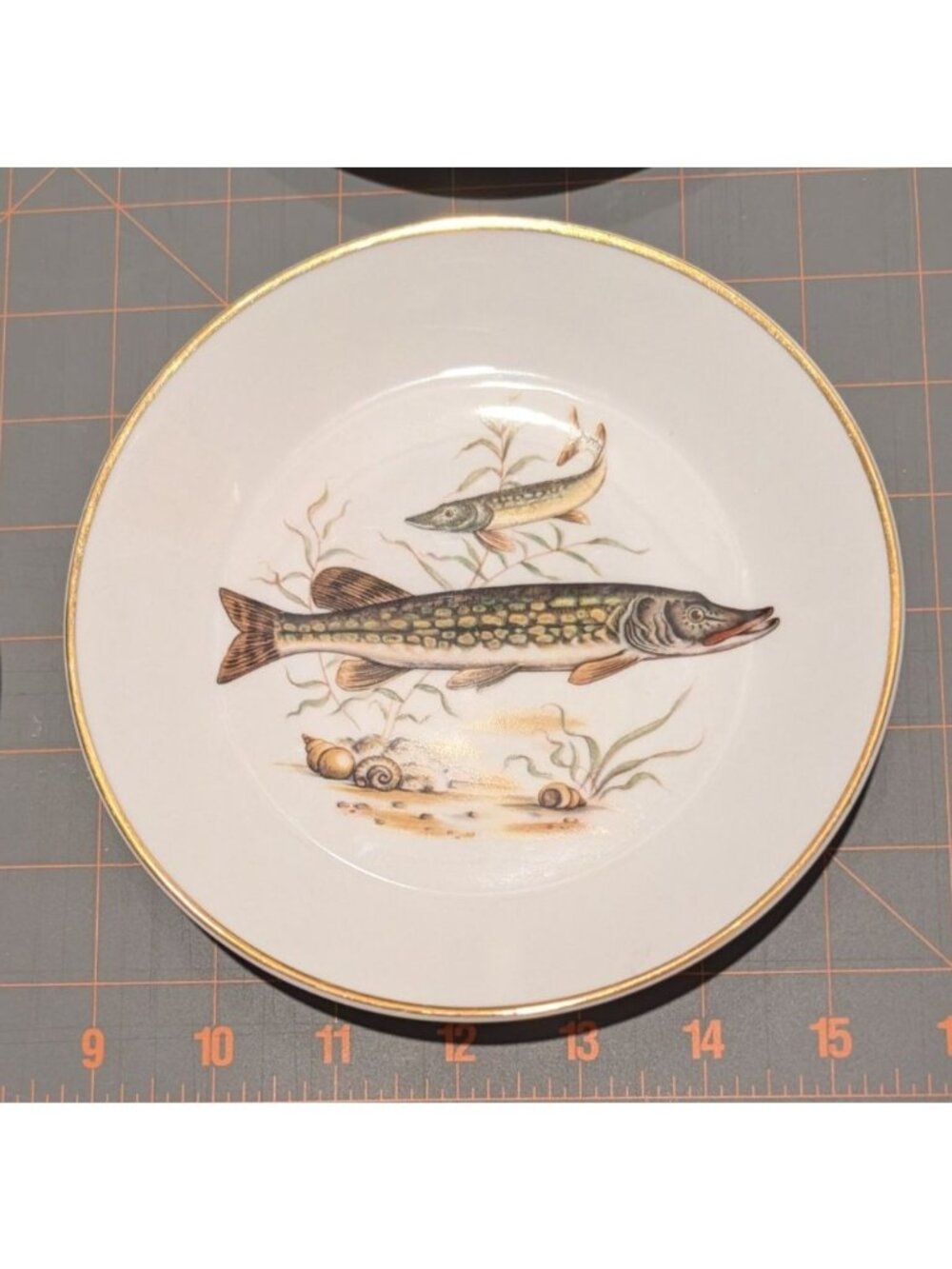 Vintage Naaman Israel Fish Platter 6 Plates Gold Trim Porcelain NAA2 Pike Fish - Picture 6 of 16